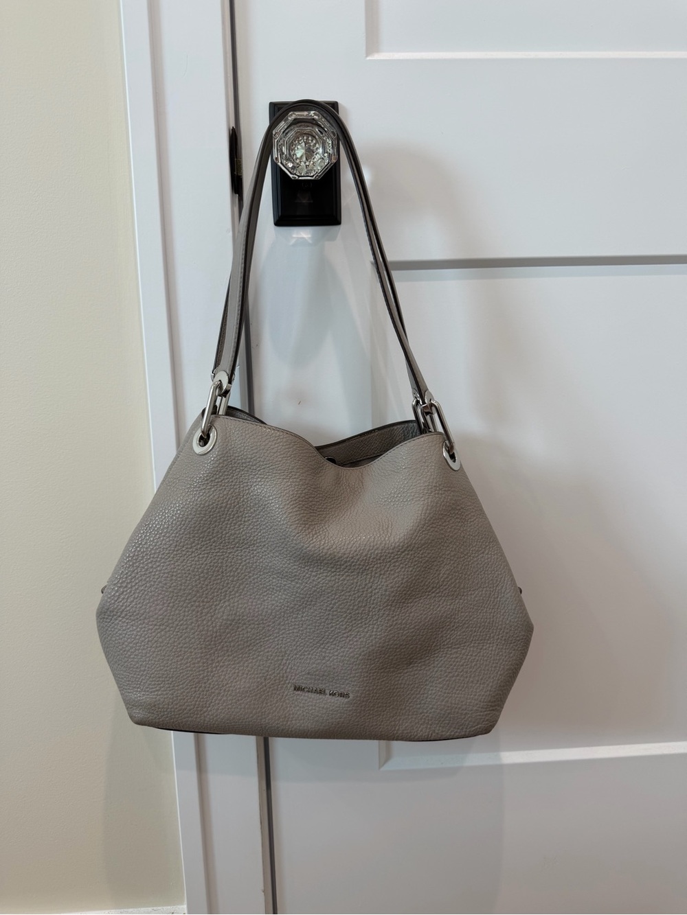 Michael Kors Taupe Pebbled Leather Shoulder Tote - Picture 1 of 9